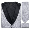 Suit Vest Set For Men Wedding Luxury Gray Paisley Dress Vests Necktie Clip Cufflinks Handkerchief Male Sleeveless Waistcoat Gift 5
