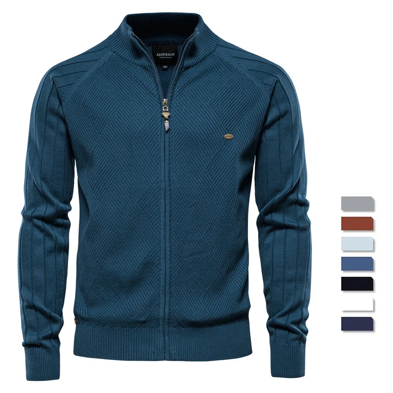 

Men's Male Coat Sweater For Men Autumn Men's Cardigan Jacket New Solid Color Turtleneck Zipper's High Quality Sweater Casual