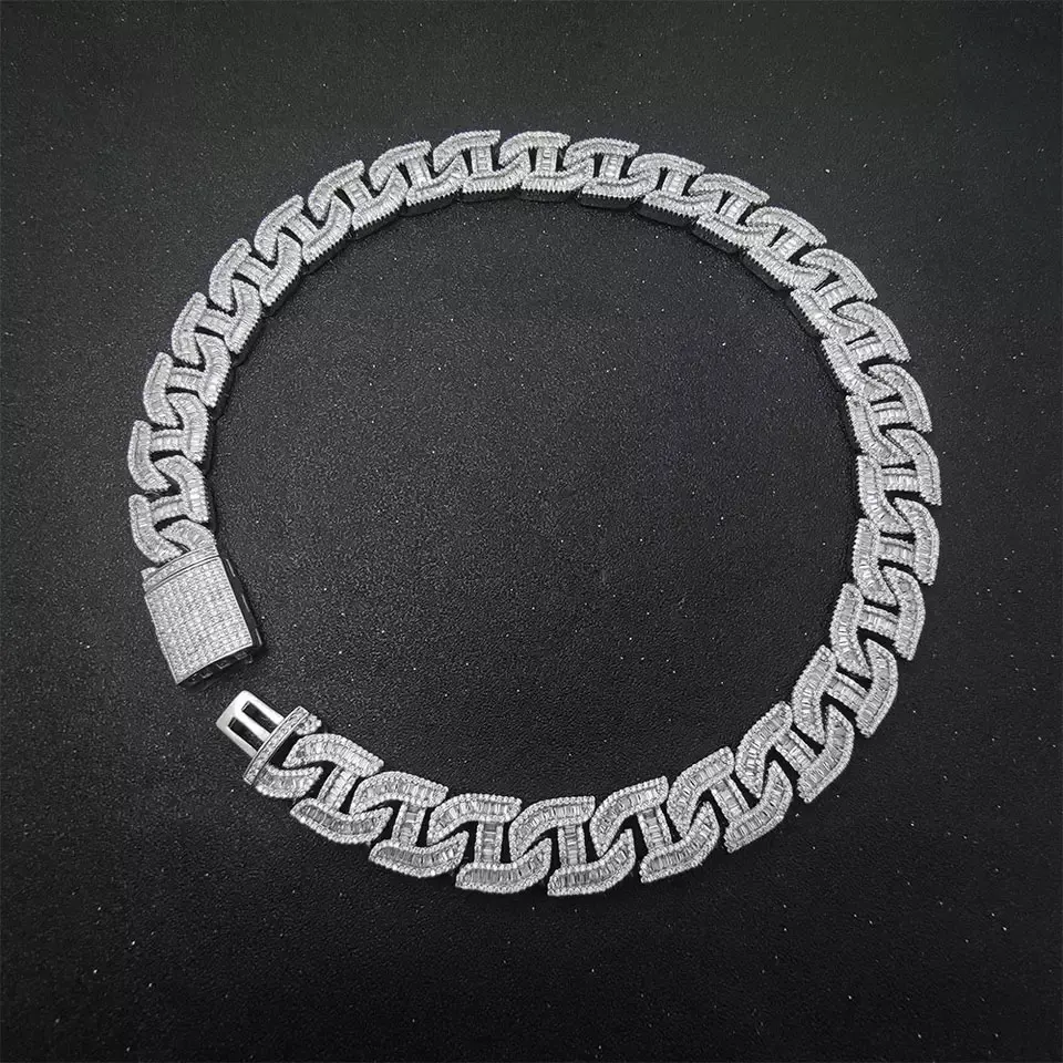 Custom Iced Out Cuban Link Chain Hip Hop Necklace Bling Diamond Cuban Chains