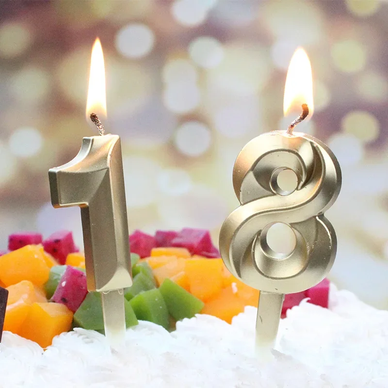 Cake Candles 1Pc 0-9 Number Birthday Extended Big 3D Design Candle Topper Decoration Birthday Anniversary Celebration