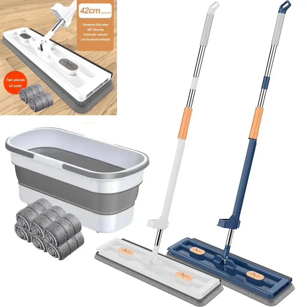 Enlarged Floor Mop Bucket Set Hand Washing Free Lazy Mop Squeeze Household Automatic Dehydration Magic Flat Mops Cleaning Tools