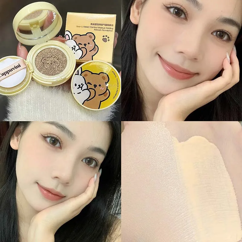 Moisturizing Concealer Air Cushion Foundation Cream Light Natural Waterproof Brighten High Coverage Base Makeup Cosmetics
