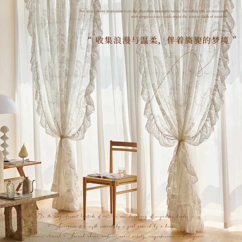 Cortina Retro de encaje para sala de estar, decoración lujo para dormitorio, pasillo, ventana, puerta, balcón, FRANCÉS| | - AliExpress