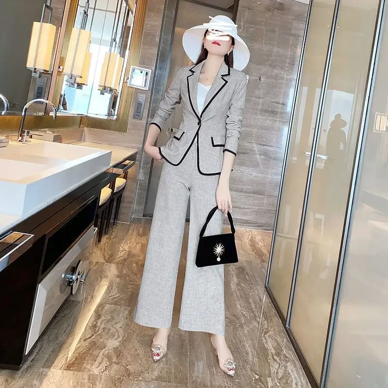 

Womens 2 Pant Sets Outfit Blazer and Grey Baggy Professional Trouser Suit Two Piece Set Pants for Women Office Wear To Work Xxl