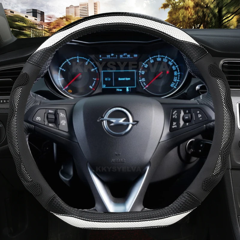 Luxury D-Shape Leather Car Steering Wheel Cover