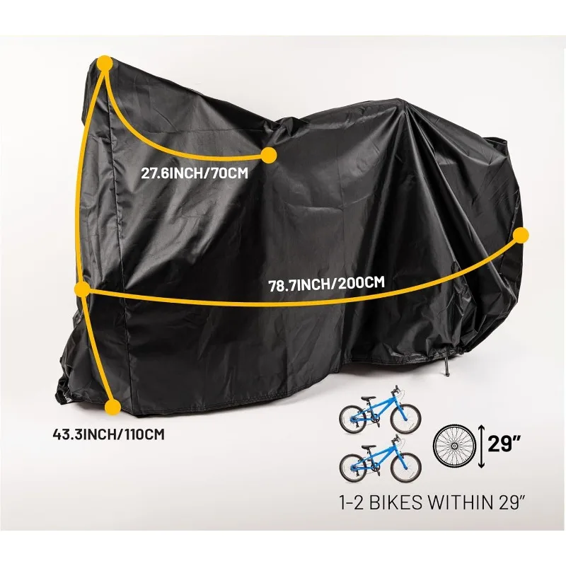 Bike Cover Outdoor Waterproof for 1,2 or 3 Bikes,Rain Sun UV Dust Wind Proof with Lock Hole for Mountain Road Electric Bike (XL) 5