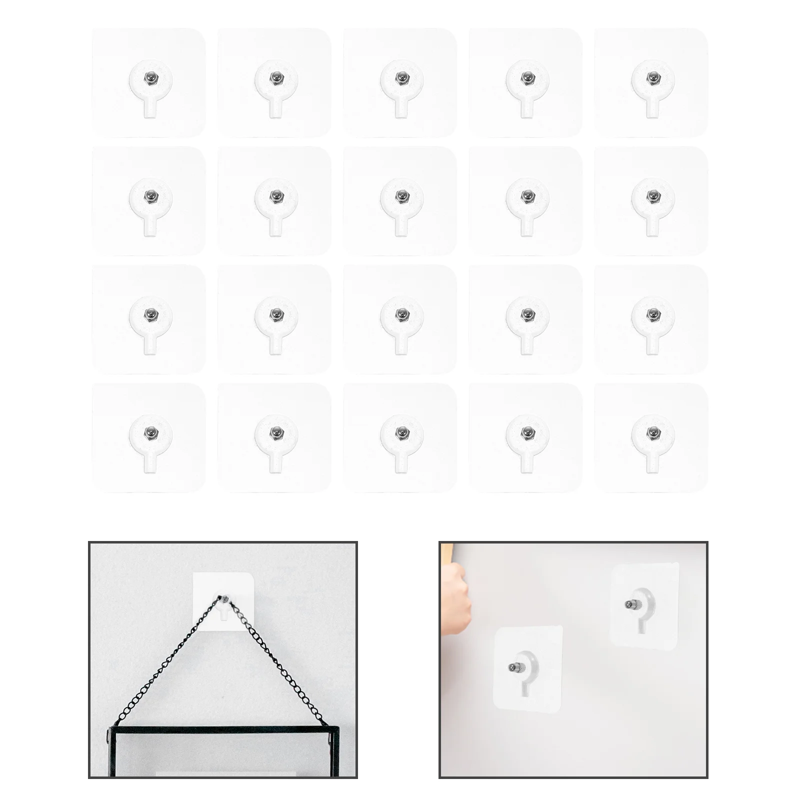 

20 PCS Stickers Photo Frame Nail-Free Hook Home Hooks Wall No Trace up Door Self-adhesive Hanging Picture
