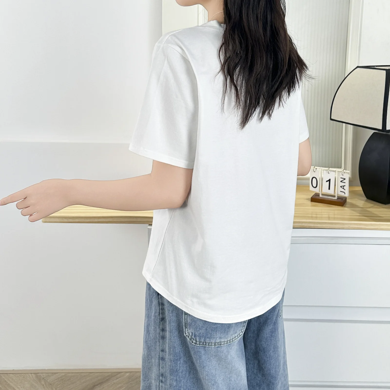 100KG Plus Size Women's Top Summer New V-neck Printed Letter Cartoon Short Sleeve Tops 6251