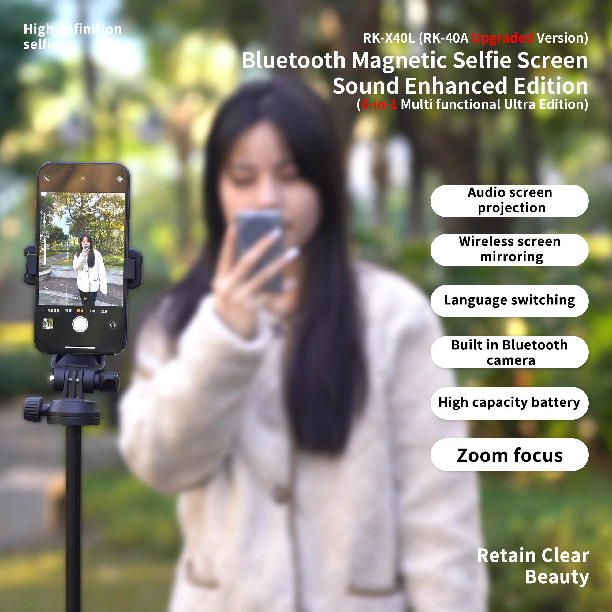 Magnetic Cell Phone Vlog Self Timer Monitor Screen Using Rear Camera Monitor For