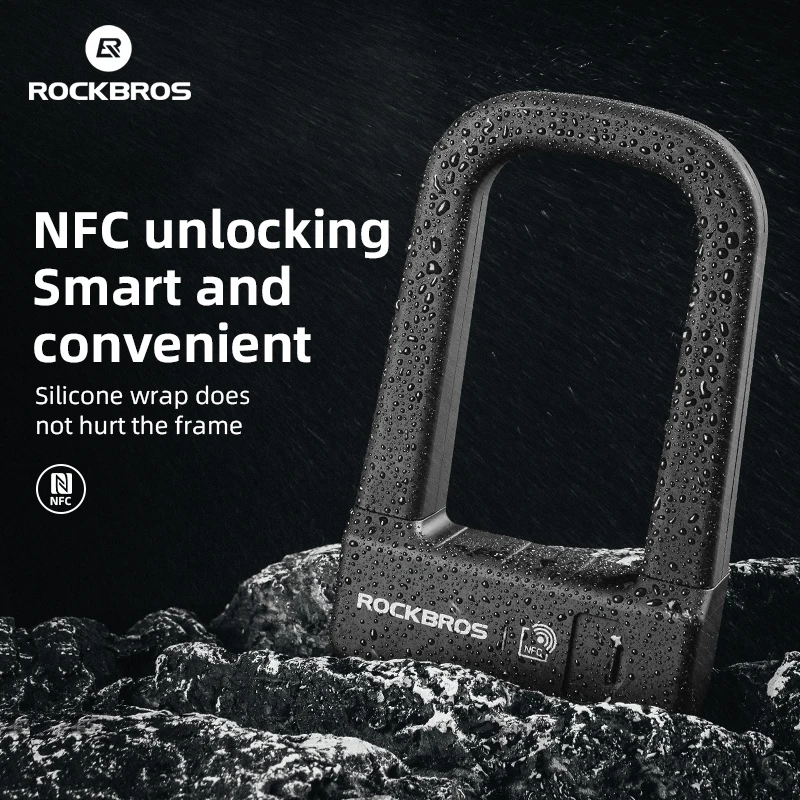 ROCKBROS 自転車スマートロック NFC ロックアルミ合金高強度防水盗難