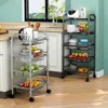 Kitchen Storage Rack with Multi-storey Moveable Small Cart Kitchen Microwave Oven Storage Rack A Living Room Fruits Snack Cart 3