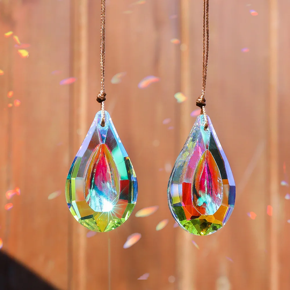 Colored Crystal Glass Prism Pendant Hanging Sun Catcher Accessories Rainbow Manufacturer Ornaments Crystal Chandelier Parts sun catcher crystal pendant sun catchers window ornament