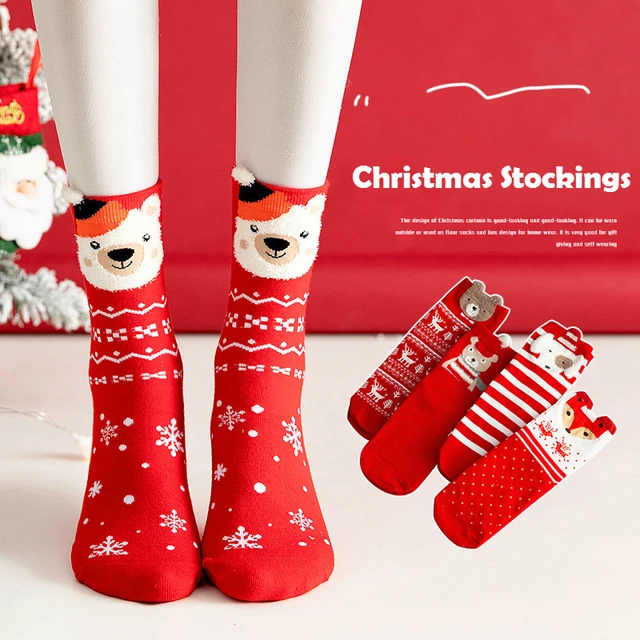 Christmas Stockings Ladies Stocking Funny Socks 2023 Cartoon Santa Claus  Elk Stockings Kawai Girls Christmas Gift