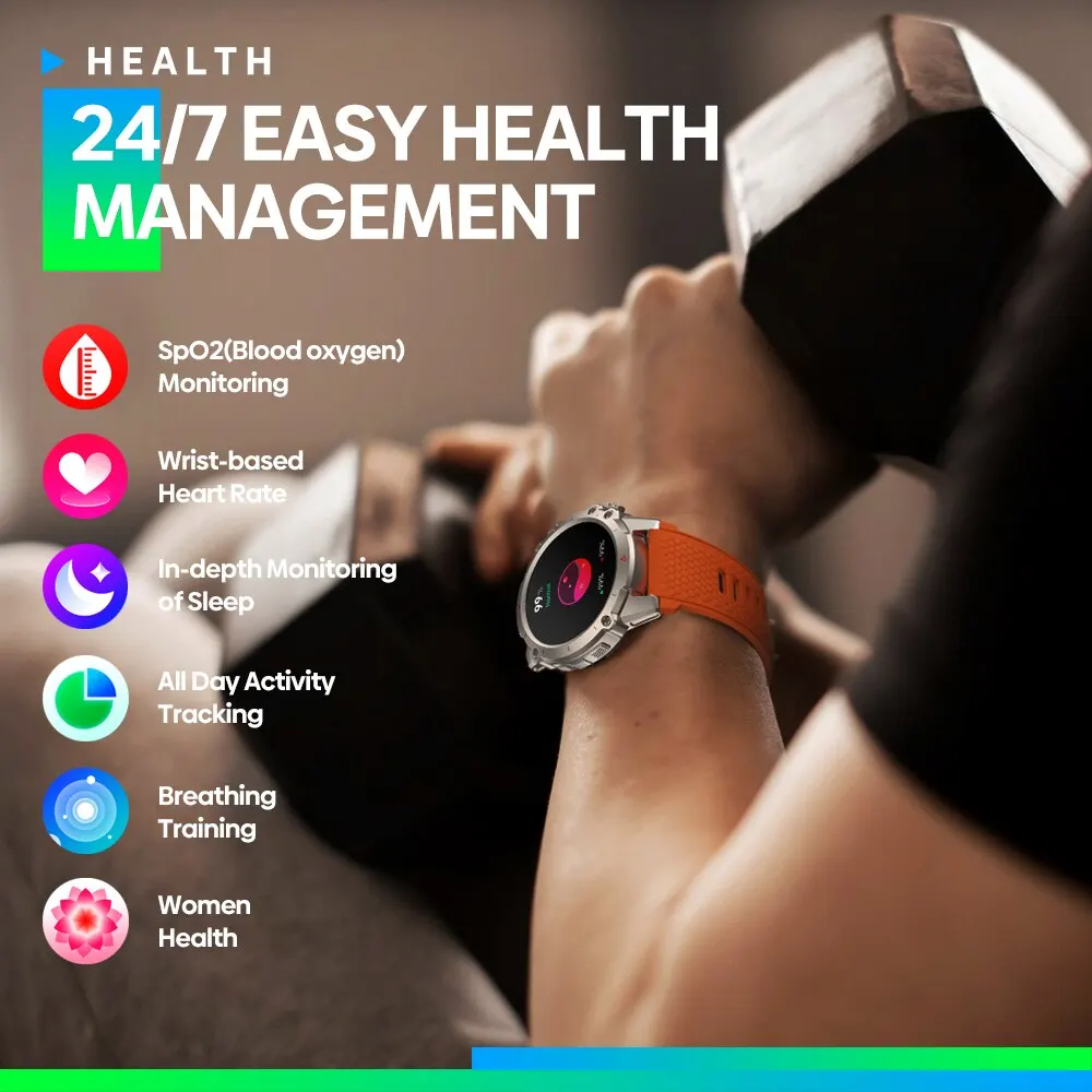 Zeblaze Vibe 7 Lite Voice Calling Smart Watch Groot 1.47Inch Ips Display 100 + Sportmodi 24H Gezondheidsmonitor Smartwatch Voor Mannen