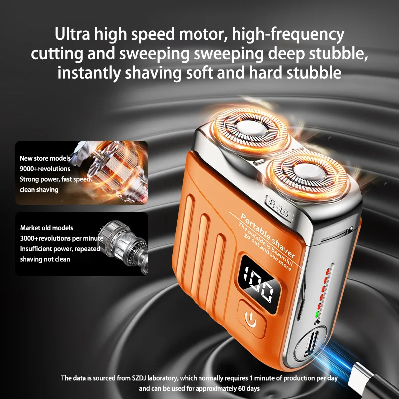 Electric Smart Shaver Digital Display Mini Dual Blade Rechargeable Shaver Household Car Powerful Men's Gift Electric Shaver