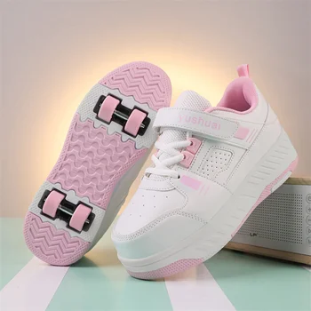 Nuove Scarpe con Rotelle per Bambini, Quattro Ruote con Sneaker Staccabile, Scarpe Traspiranti alla Moda per Bambini, Regalo per Ragazzi