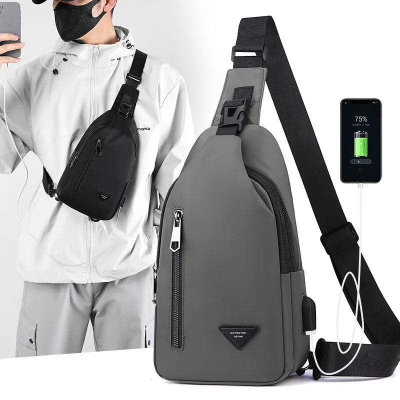 BYMONDY New Men's Chest Bags Oxford Cloth Short Trip Sling Pack for Boys Ipad Mini Crossbody Shoulder Bag Fashion Tide 5 Colors