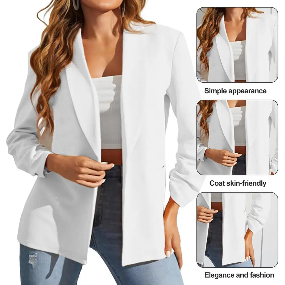 

Lady Business Coat Stylish Women's Office Jacket Elegant Long Sleeve Cardigan for Fall/spring Soft Mid Length Coat for Business