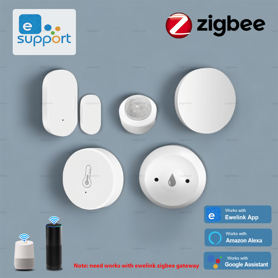 Zigbee Door Window Sensor PIR Motion Sensor Temperature Humidity Button Scene Switch Compatible with Ewelink Alexa Google