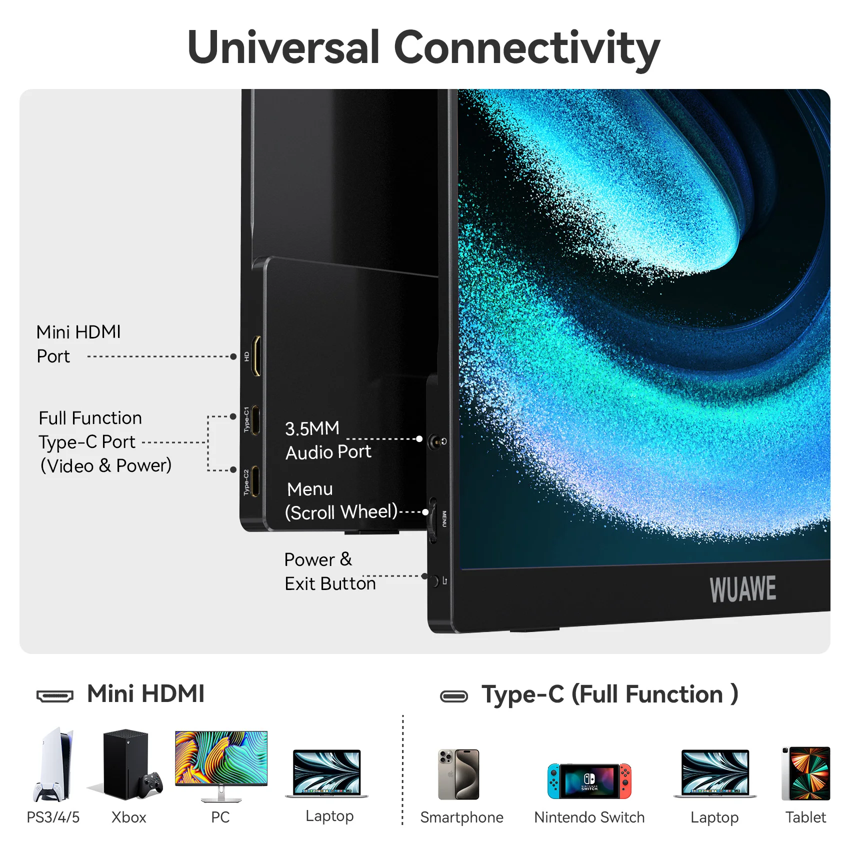 WUAWE ƮϿ ̹ ޴ , 1200P PC ÷, IPS LCD, FHD ̹   ° ǻ ȭ, 16 ġ, 60HZ, ǰ