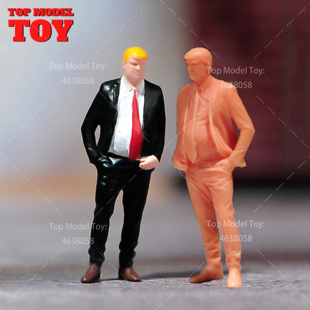 Painted Miniatures 1/87 1/64 1/43 Trump Suit Men Scene Props Figure Model Dolls Unpainted For Cars Vehicle Toy