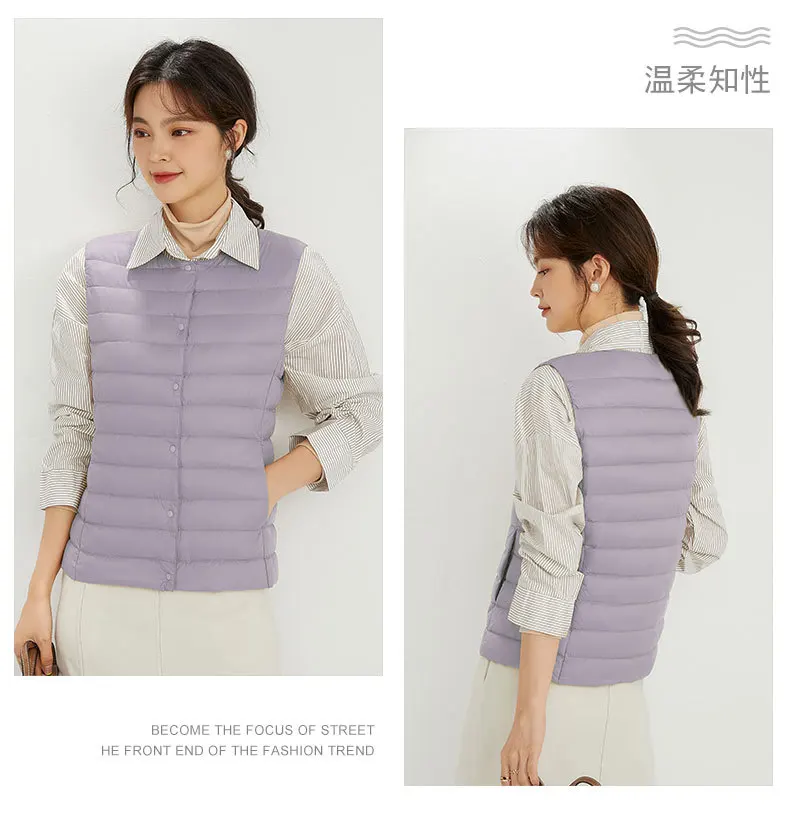 90% Matt Fabric Women's Warm Vests Ultra Light Down Vest Women Two Ways Waistcoat Portable Warm Sleeveless Winter Liner