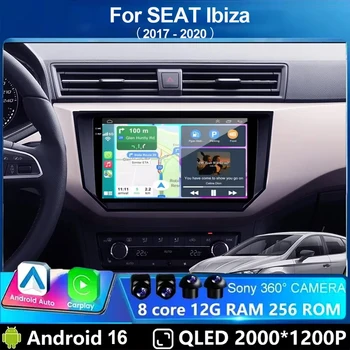 Radio para Auto Android 16 para SEAT Ibiza 2017 2018 2019 2020, Carplay, Navegación GPS, Reproductor Multimedia, WiFi+4G, Estéreo, Unidad Principal para Auto 1