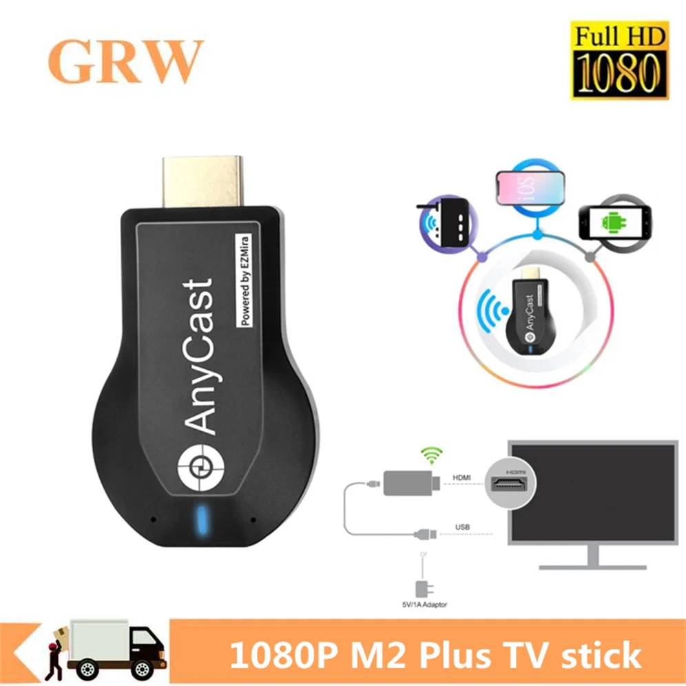 Grwibeou M2 Plus TV stick Wifi Display Receiver Anycast DLNA Miracast Airplay Mirror Screen HDMI Android IOS Mirascreen Dongle 2 4g tv stick 1080p for mirascreen g2 display receiver hdmi compat miracast wireless wifi dongle mirror screen anycast for ios