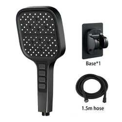 High-Pressure Water-Saving 7-Mode Adjustable Shower Head with Mixer Nozzles (Black shower set)