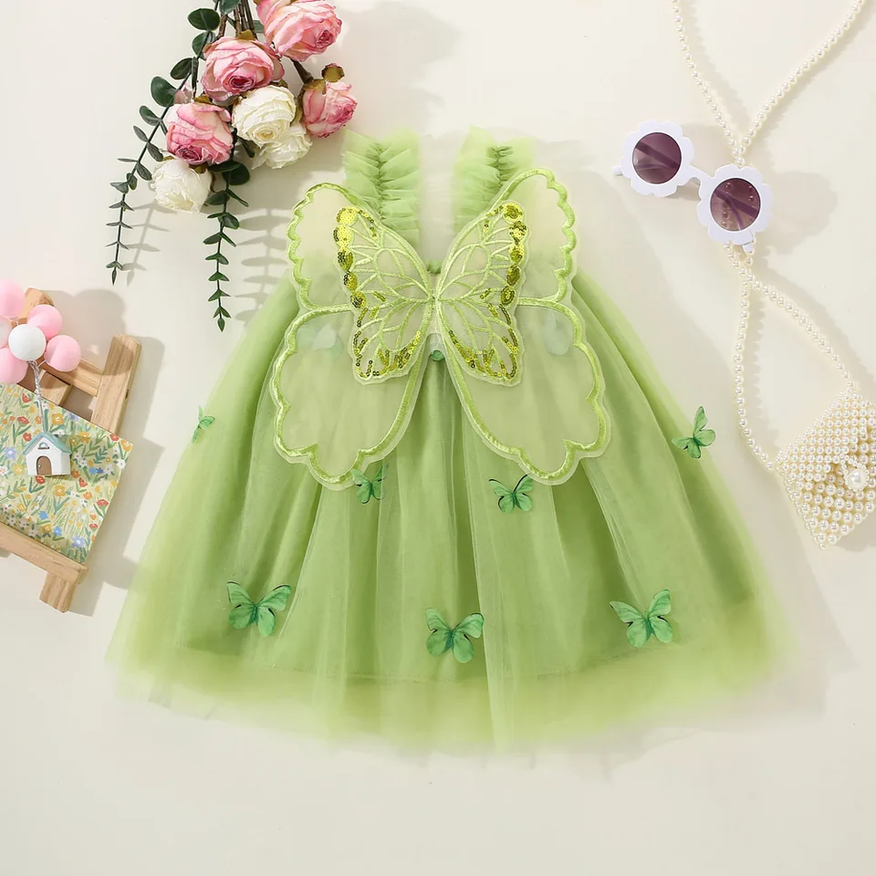 Fairy Fabulous Cami Dress With Butterfly Wings Design, Cute Mesh Princess Dress  Baby Girl Party Performance Gown Dress - AliExpress 1501