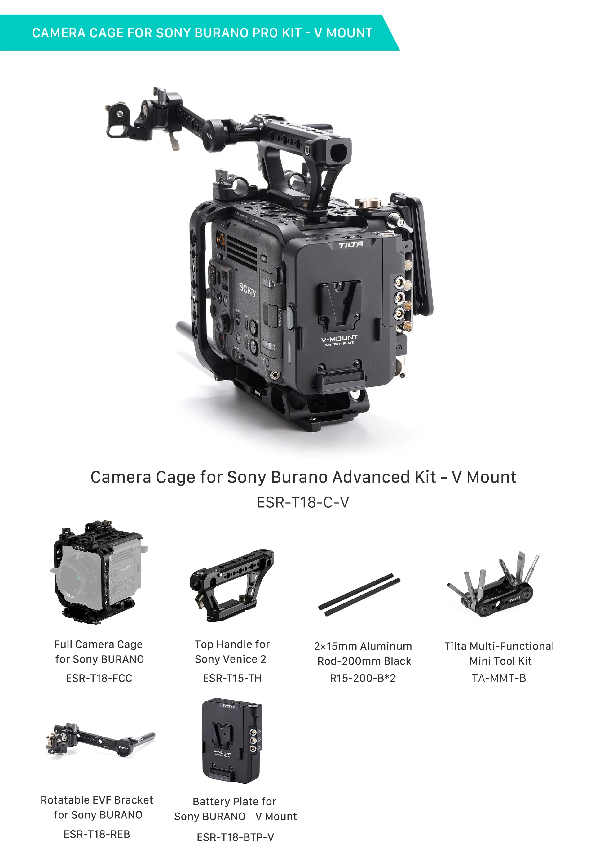 その他 Tilta Sony BURANO Cage Pro Kit - V Mount Tilta Camera Cage Advanced Kit for Sony BURANO (V-Mount