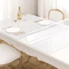 PVC transparent tablecloth with a thickness, heat-resistant, waterproof, and oil resistant dining table mat, 1pc 1