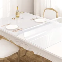 PVC transparent tablecloth with a thickness, heat-resistant, waterproof, and oil resistant dining table mat, 1pc 1