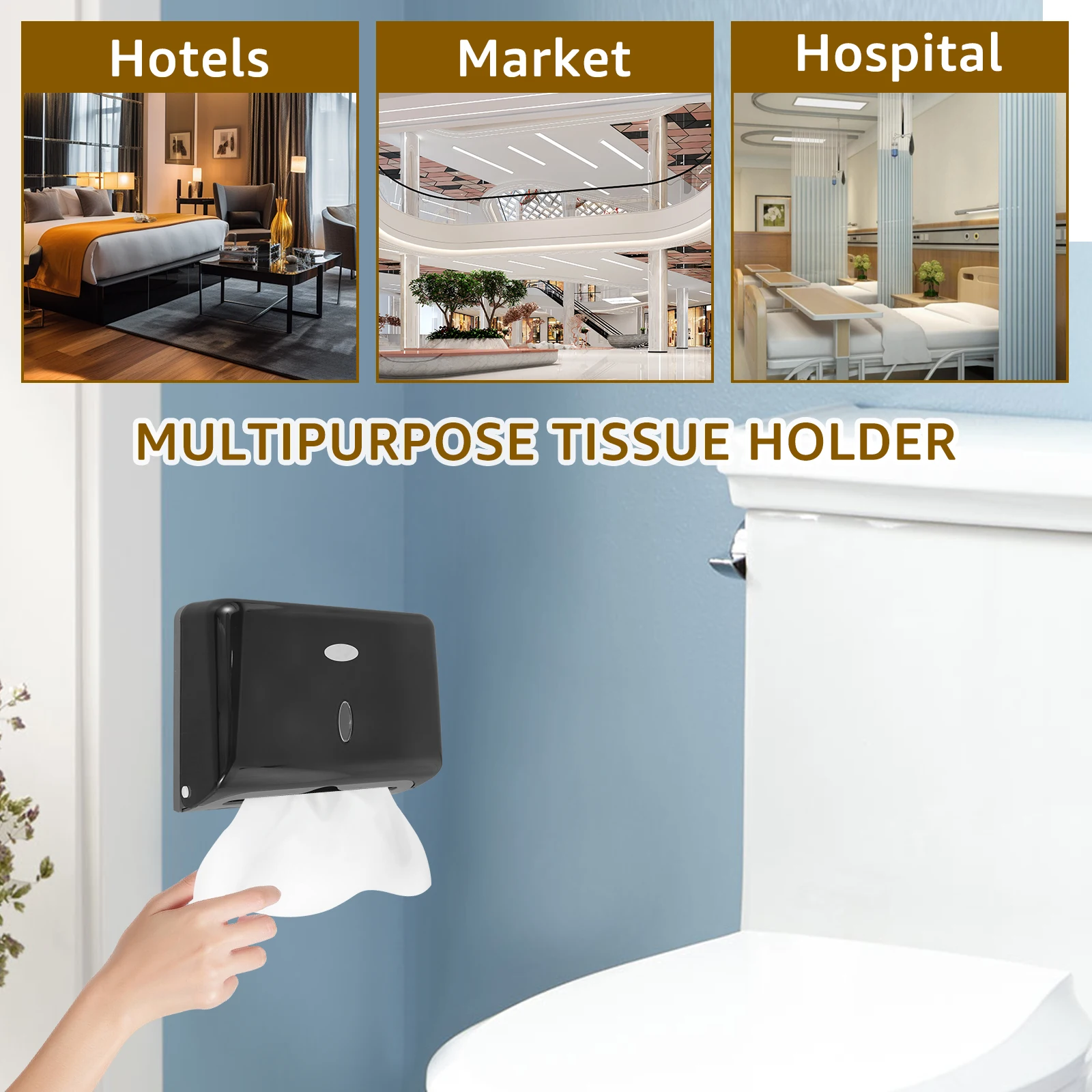 Wall Mount Toilet Paper Dispenser Punch Free Toilet Tissue Drawer Box Paper Towel Holder for Bathroom Restroom Kitchen Supplies 6