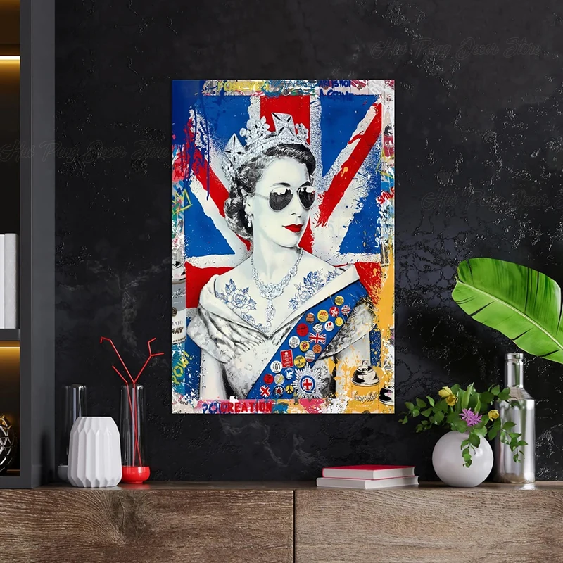 

Queen Red Lips Graffiti Art Canvas Painting Modern Fashion Wall Art Posters and Prints Pop Picture for Living Room Home Decor