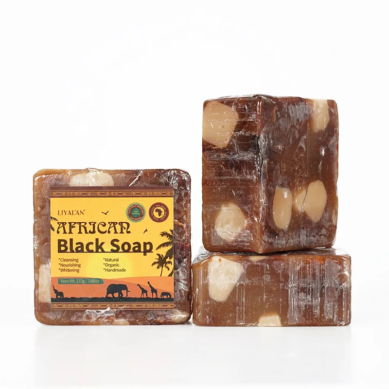 African Black Soap Raw Black Body Cleaning Bath Soap Essential Oil Handmade Soap 3