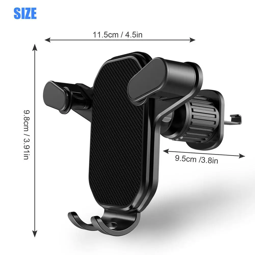 

Car Phone Holder Upside-down Hook Navigation Mount Stand 360-degree Rotatable Air Vent Mobile Phone Clip Cradle
