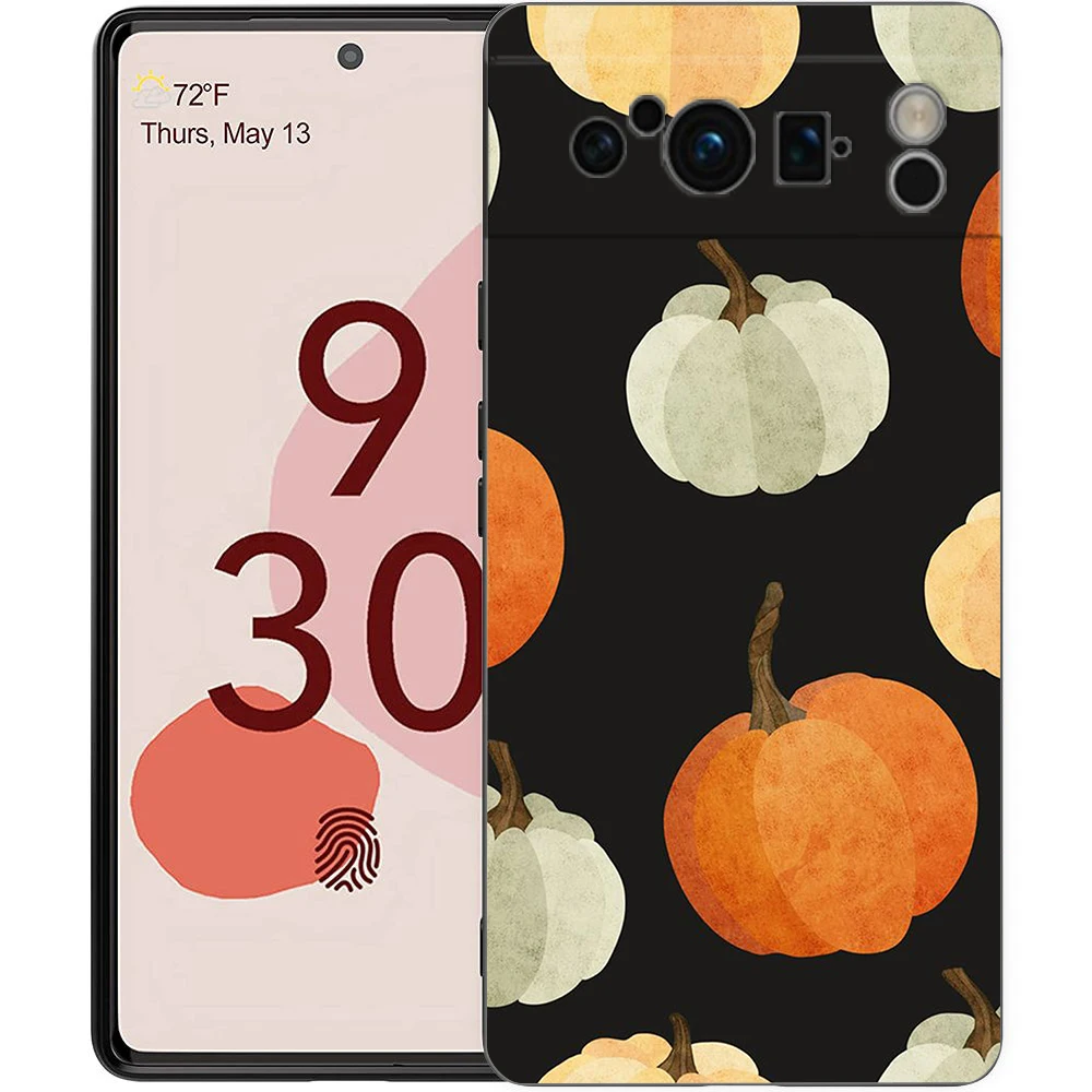 Autumn Fox Pumpkin Halloween Themed Shockproof Phone Case – Soft Silicone Black Cover