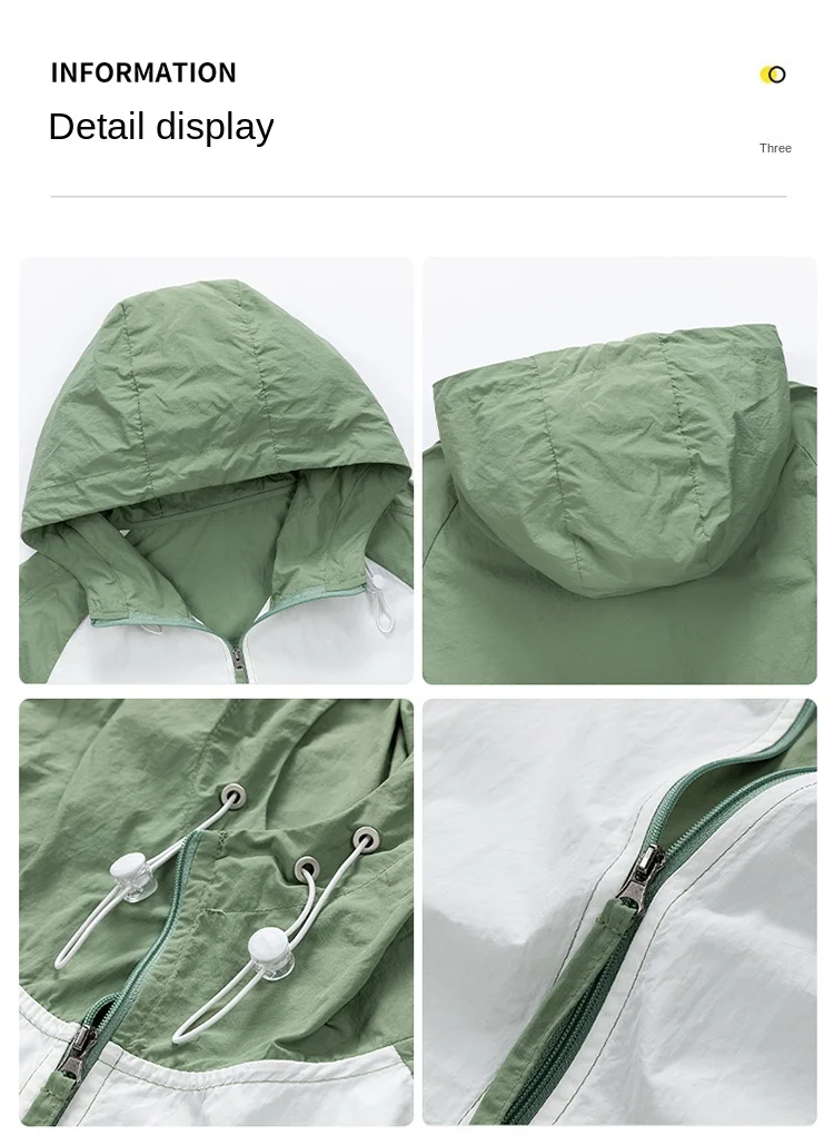Summer Couple Sunscreen clothing 2024 New Loose Color Block Outdoor Leisure Sports Hooded Windbreaker Trend Men Sunscreen Jacket