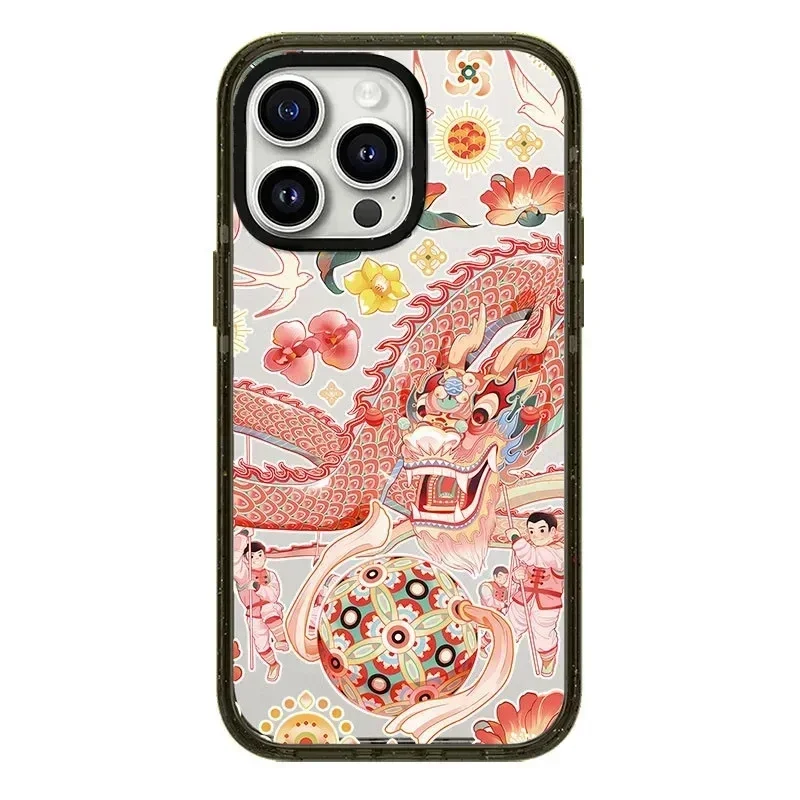 

2.0 Acrylic Upgrade Border Dragon Year Phone Case Cover for iPhone 11 12 13 14 15 Pro Max Case for iPhone 15 ProMax