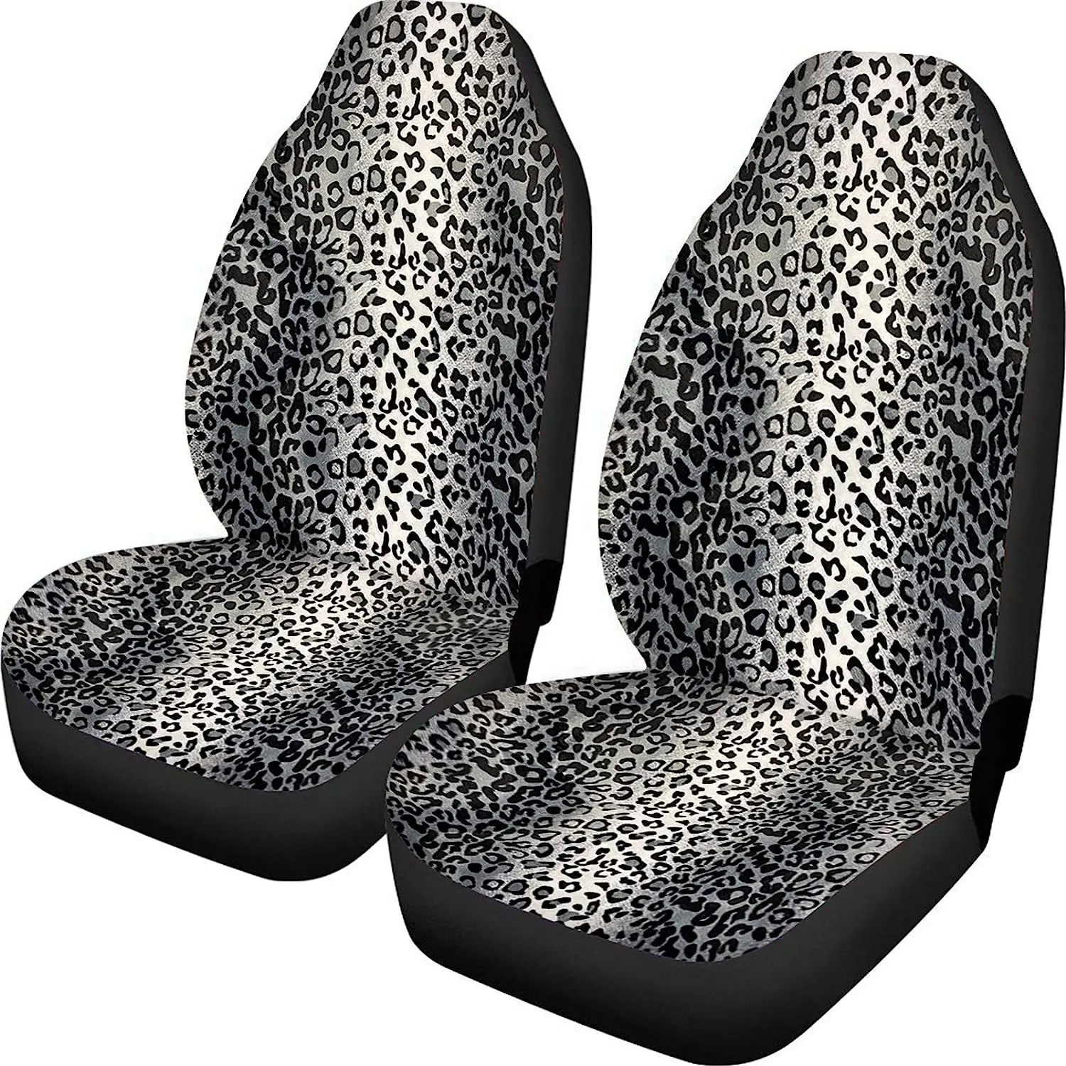

2 Pcs Car Front Seat Covers Gray Leopard Pattern Auto Bucket Seats Protector Fit for SUV/Trucks/Sedans