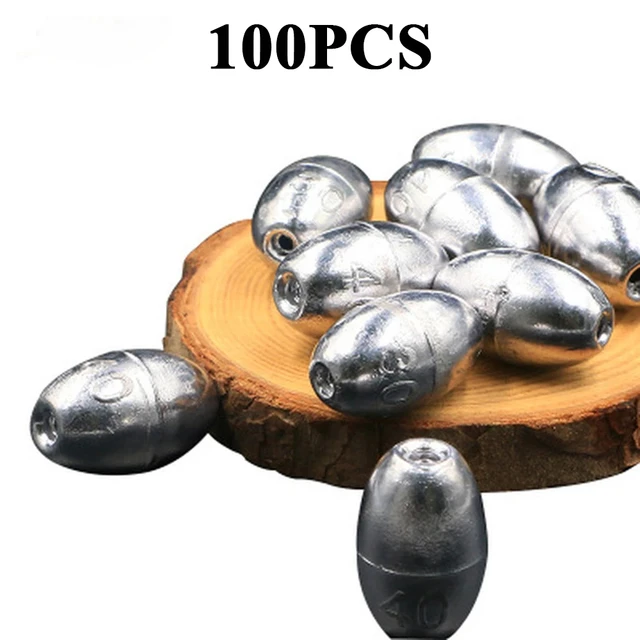 50Pcs Olive-Shape Weight Lead Sinkers Pure Lead Making Fishing Sinker Tackle  US