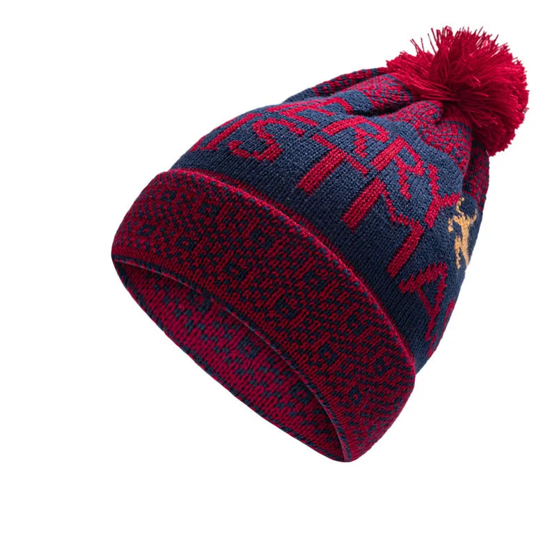 Fair Isle Cappello Invernale Rosso Nuovo Inverno Caldo Fiocco Di