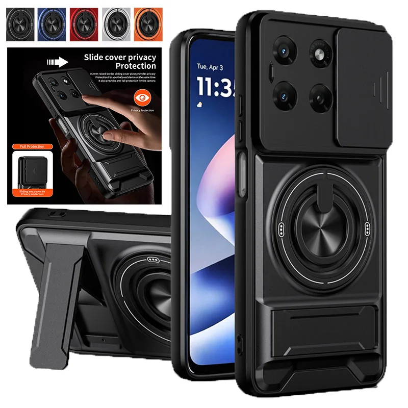 Armor Ring Phone Case with Lens Protection and Magnetic Stand Holder