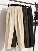 Plus Size Pants Woman 2024 Autumn Winter New Arrival High Elastic Waist Suit Pants High Quality Korean Style Straight Trousers