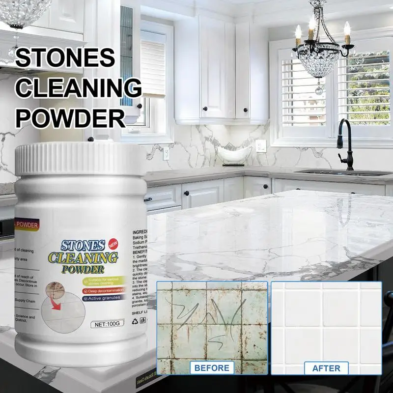 

Stone Cleaning Powder Effective Stain Removal Polishing Powder for Stone Countertops All-Purpose Stone Cleaner Polish for Marble