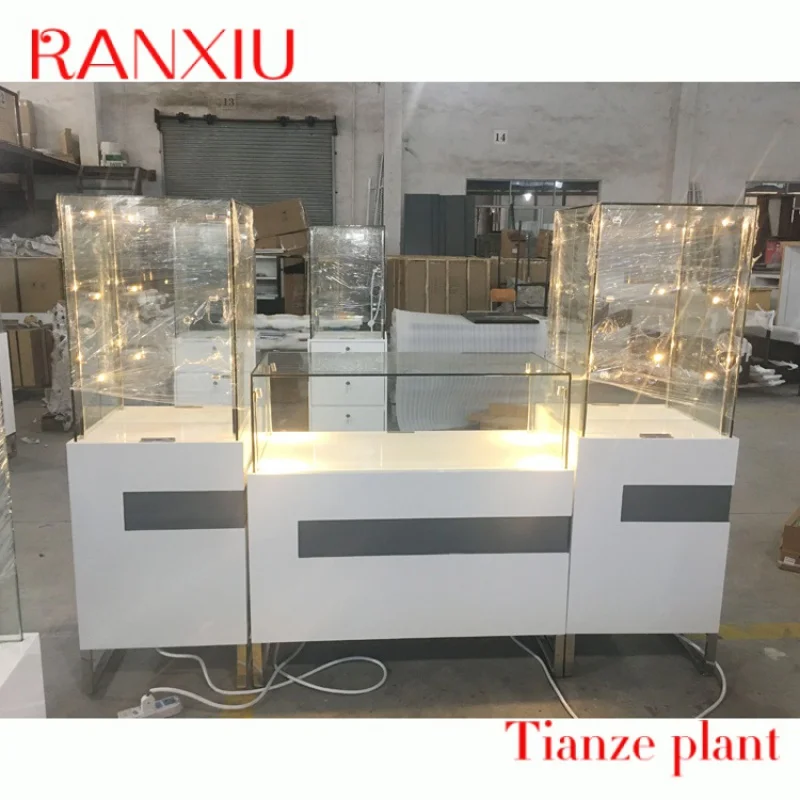 

Custom Luxury Wooden Glass jewel Display Cabinet And Showcase For Jewelry Store Decoration Jewellery Shop Furniture Design