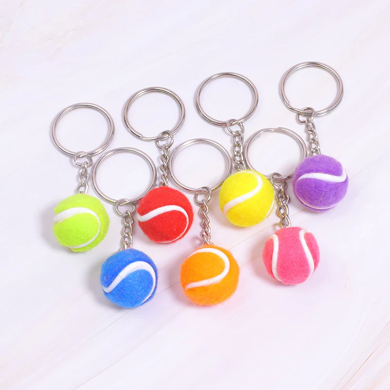

6 Color Key Chain Tennis Ball Metal Keychain Car Key Chain Key Ring Sports Chain Color Pendant