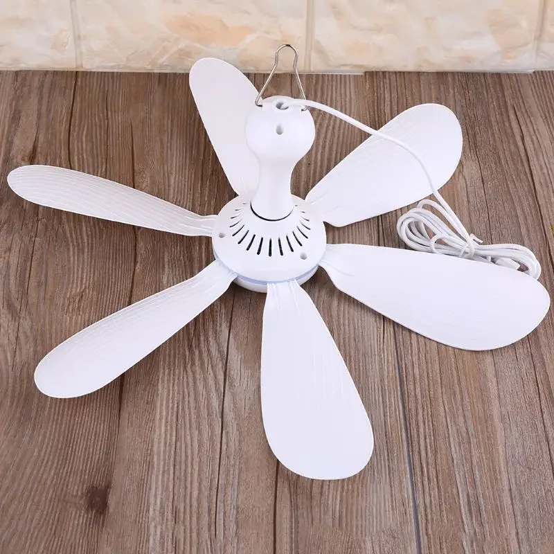 

Silent 6 Leaves USB Powered Ceiling Canopy Fan with Remote Control Timing 4 Speed Hanging Fan for Camping Bed Dormitory Tent New