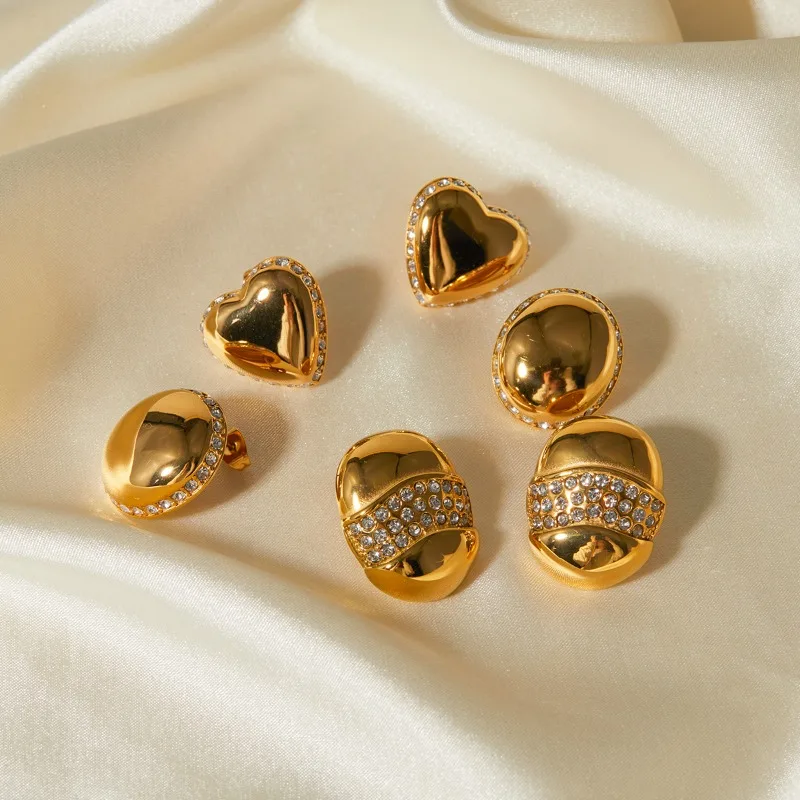 

Женские винтажные серьги-гвоздики Minar с фианитами, геометрические овальные серьги из титановой стали с золотым покрытием из поливинилхлорида